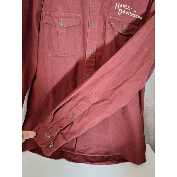 Vintage Red Head Harley Davidson Thick Flannel Shirt Mens XL Tall Button Down - Picture 8 of 12